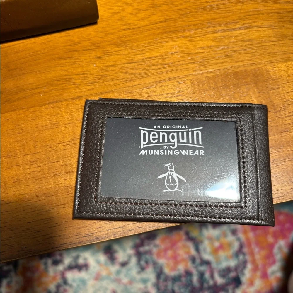 Original Penguin Brown Money Clip with Contrast Stitching